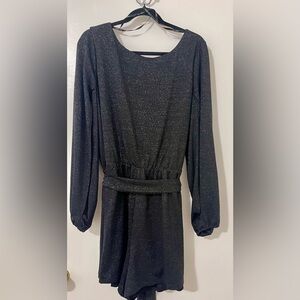 BCBG Black Glitter Long Sleeve Romper Shorts